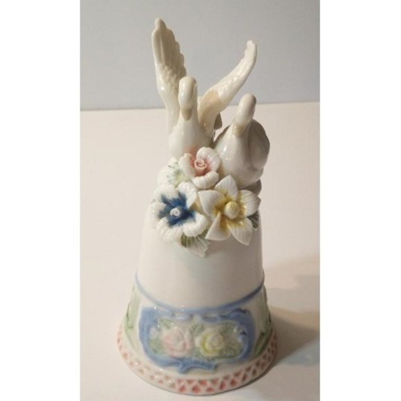 Porcelain Bell With Two Swans On Top & Floral Design - Vintage from the 1970 - Picture 2 of 5